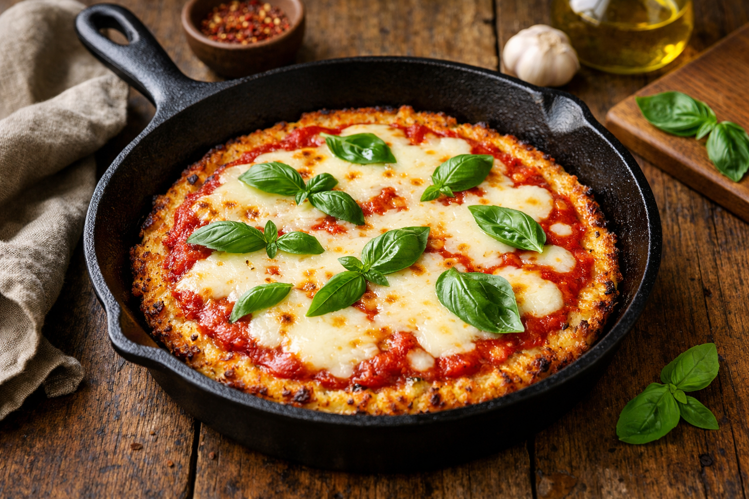 Pizza de Frigideira com Massa de Couve-Flor