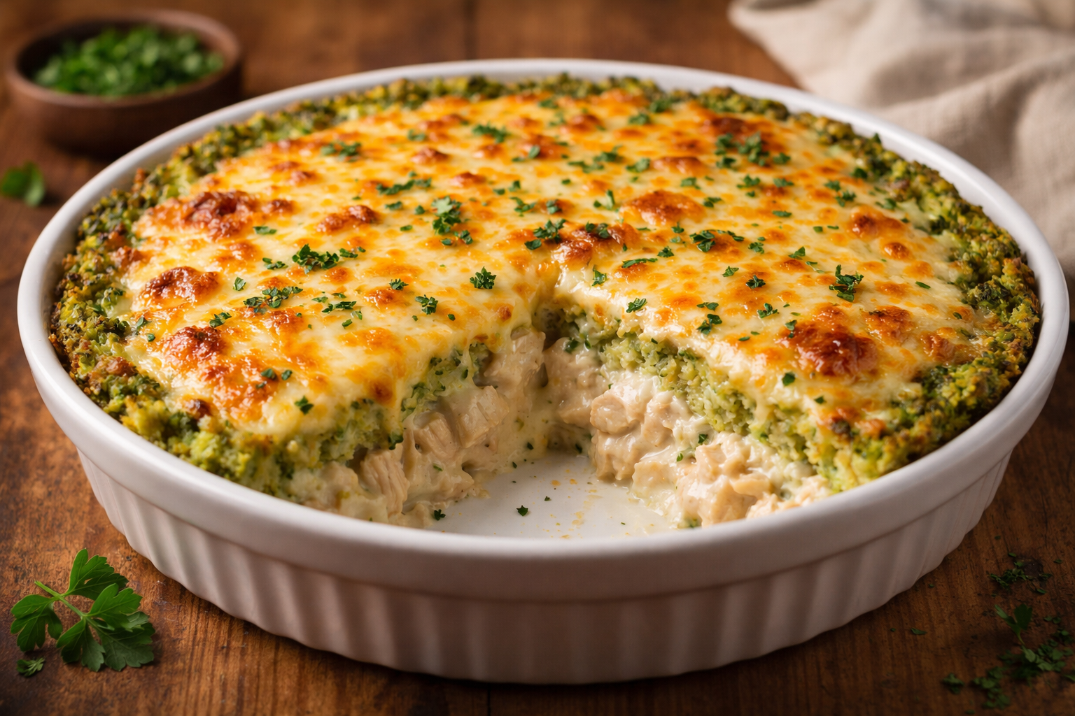 Torta de Frango com Massa de Brócolis