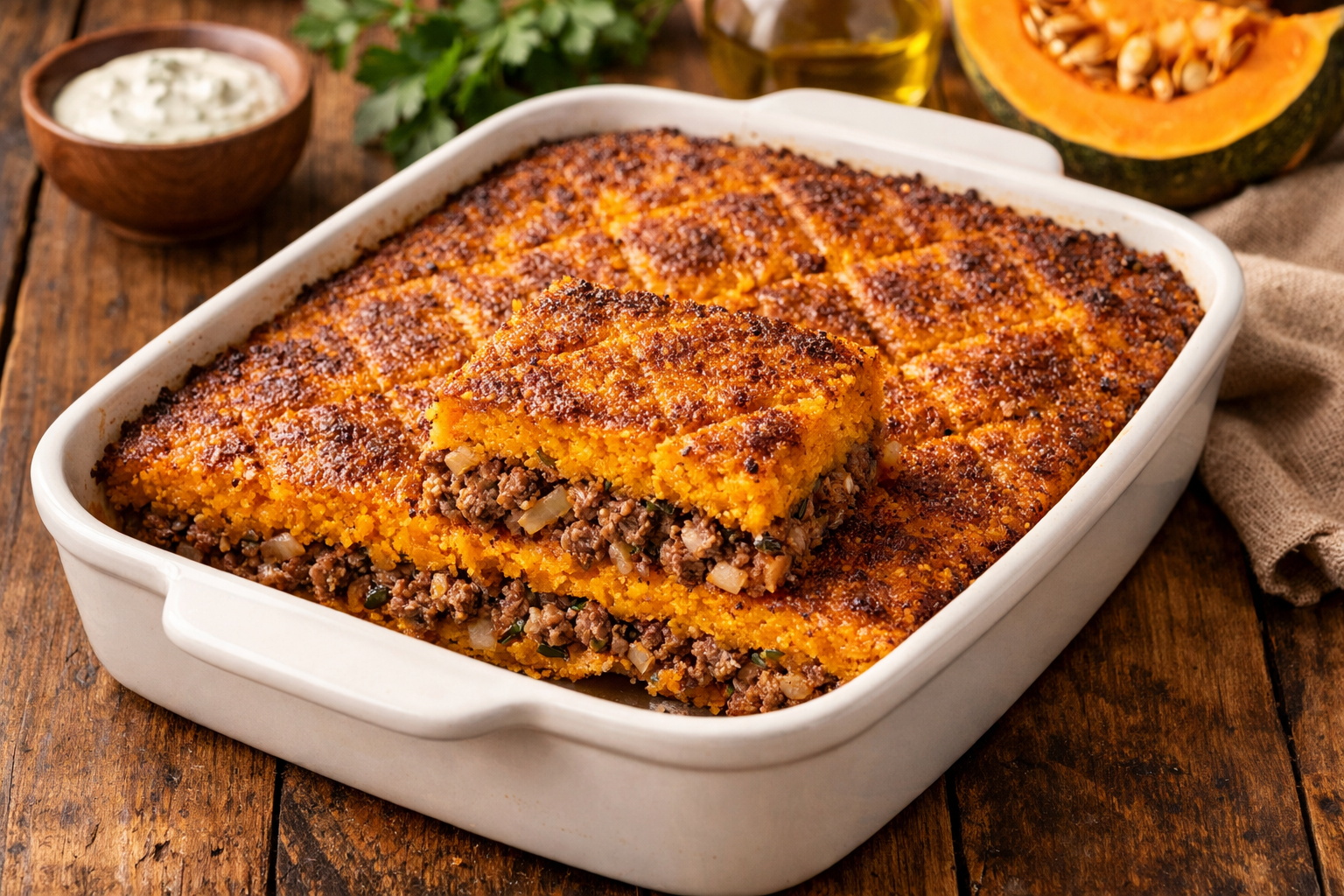 Quibe de Abóbora com Carne Moída