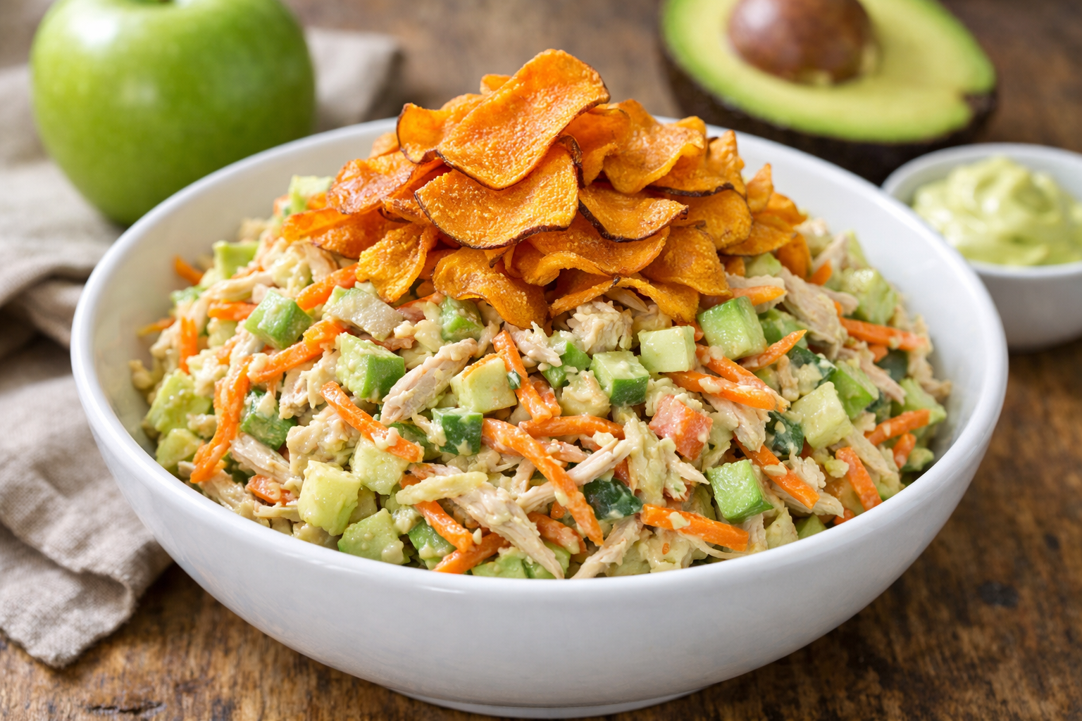 Salpicão de Frango Defumado com Maionese de Abacate