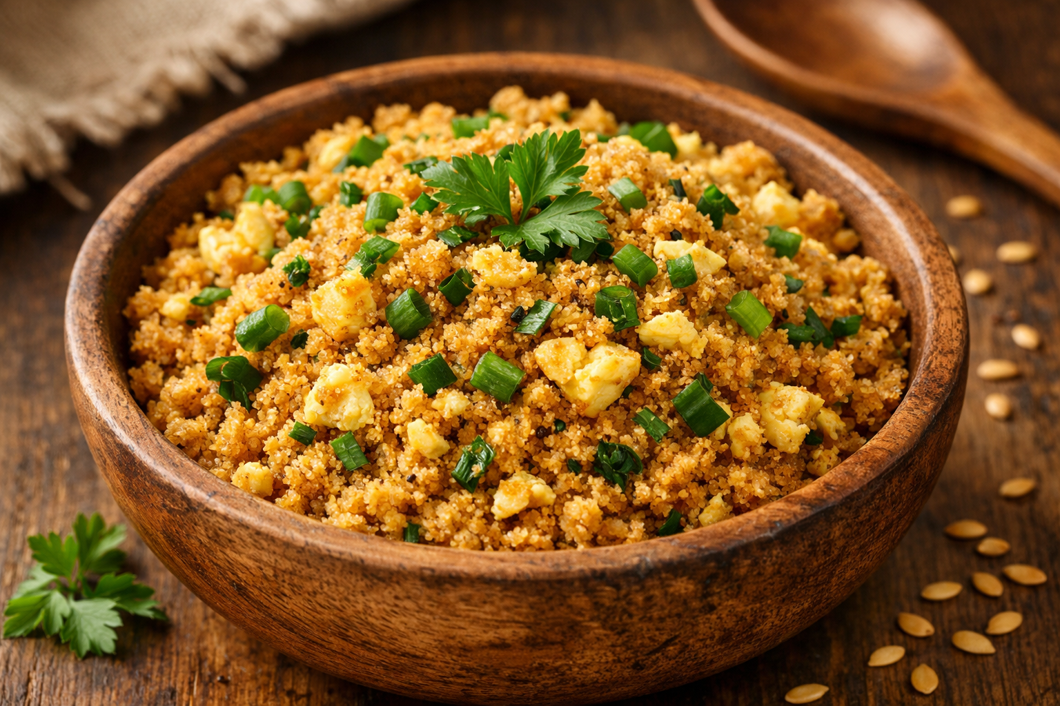 Farofa de Ovos com Farinha de Linhaça